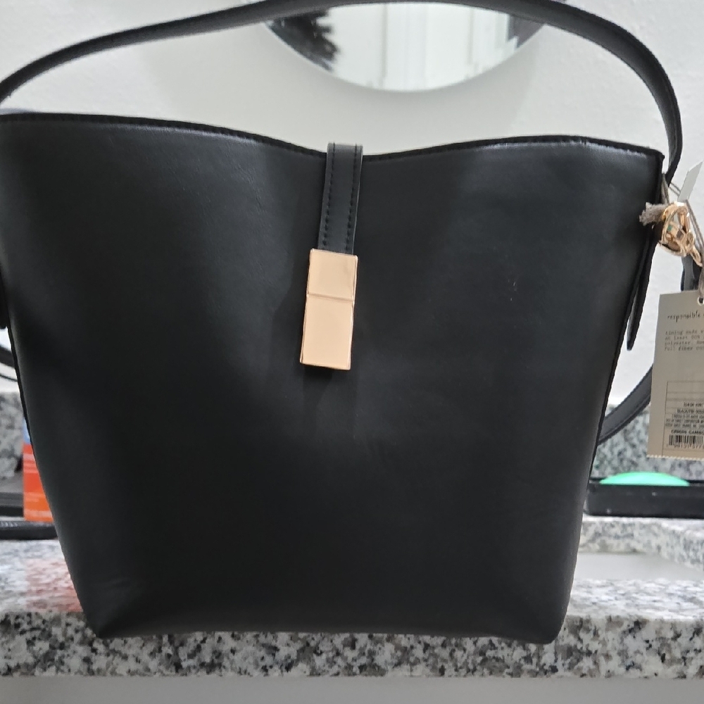 a new day Black Crossbody Bag with Gold Accent - Picture 3 of 3